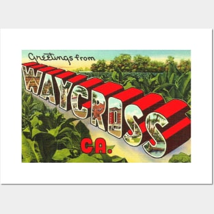 Greetings from Waycross, Georgia - Vintage Large Letter Postcard Posters and Art